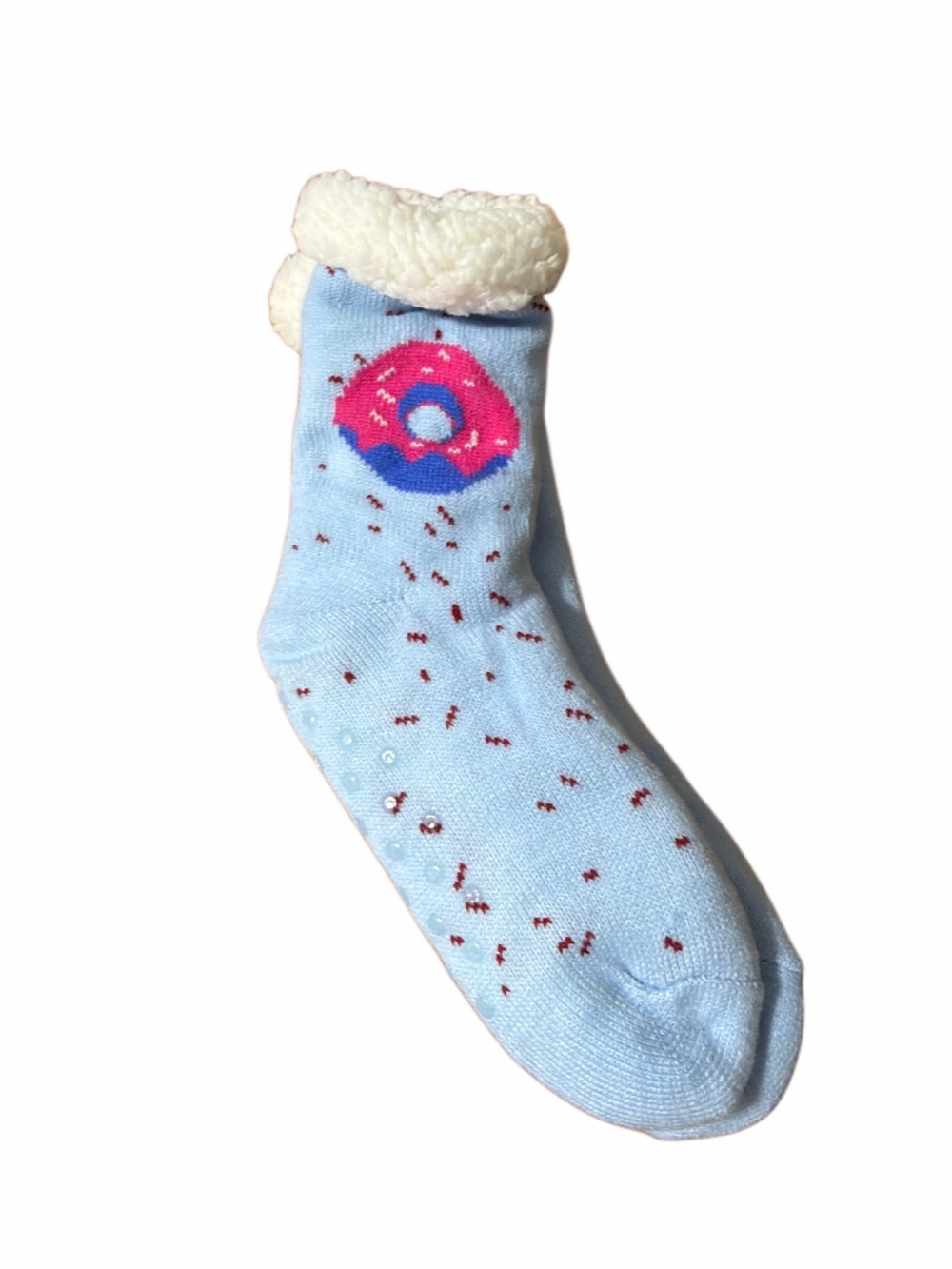 Light Blue Donut Sherpa-Lined Crew Socks